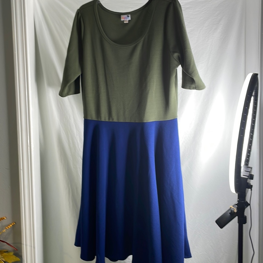 Green and Blue Two-Tone Dress LuLaRoe 3XL Madison Dress